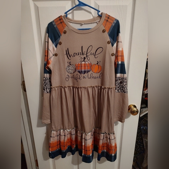 Dresses & Skirts - Women's Thankful Dress with Plaid and Leopard Accents